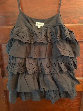 Black Tiered Eyelet spaghetti strap tank